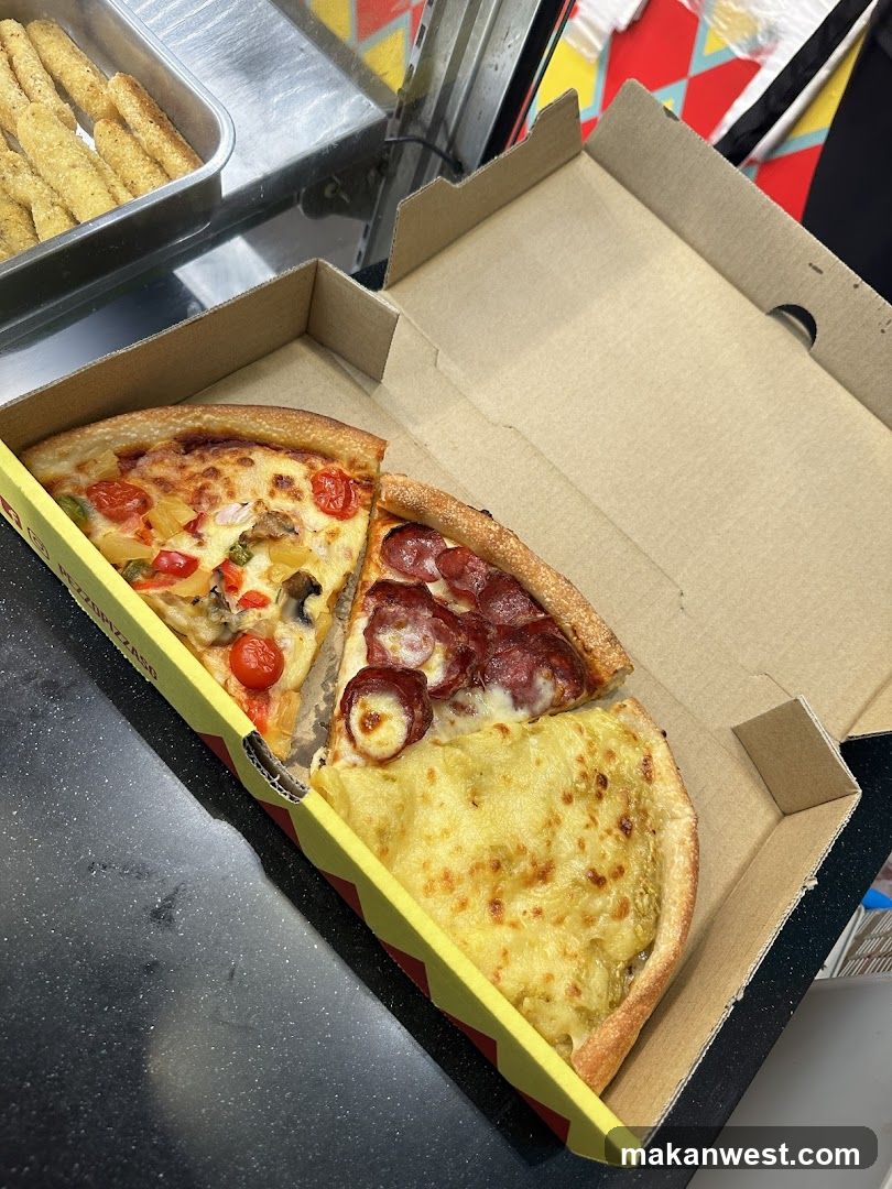 Pizza Box with Three Slices