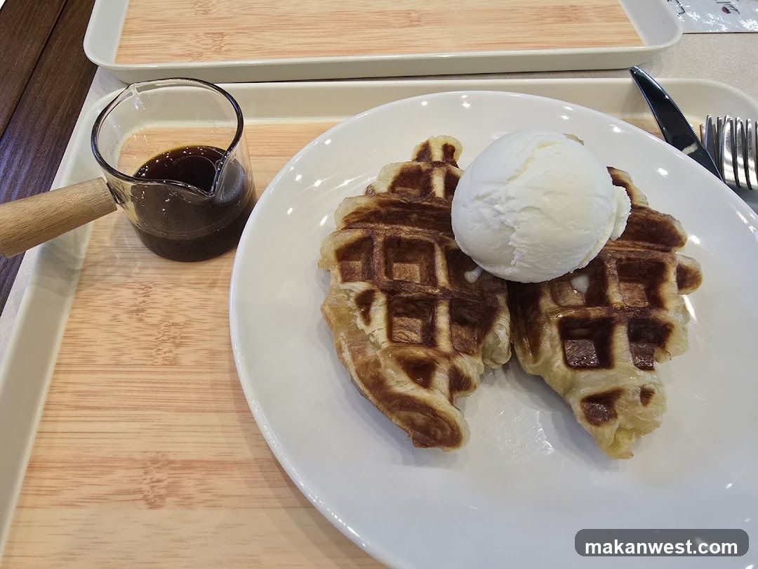 Waffles with Ice Cream and Syrup
