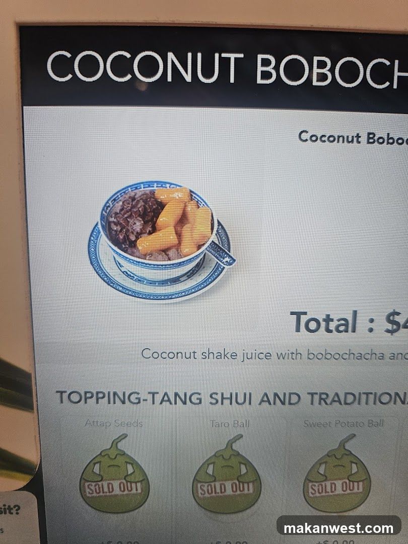 Coconut Boboch Menu Display