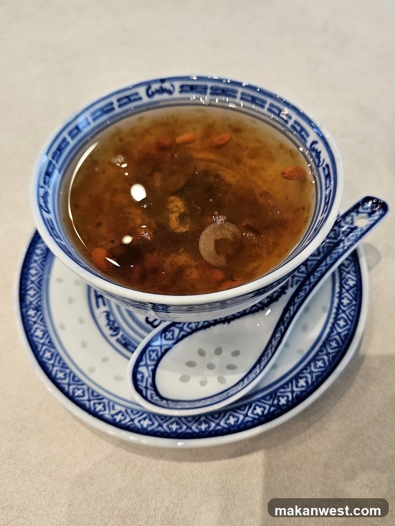 Bowl of Soup with Blue and White Porcelain