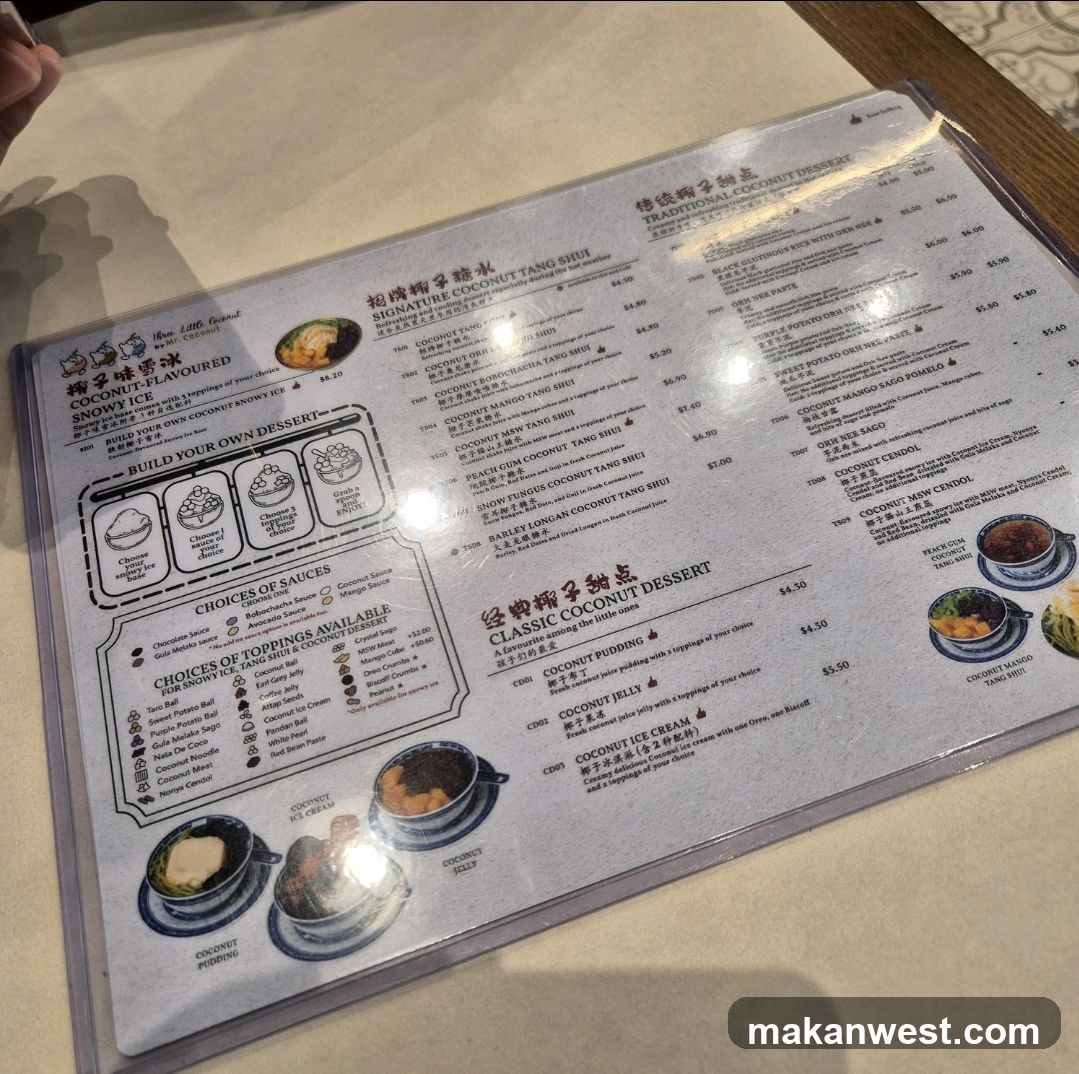 Coconut Dessert Menu