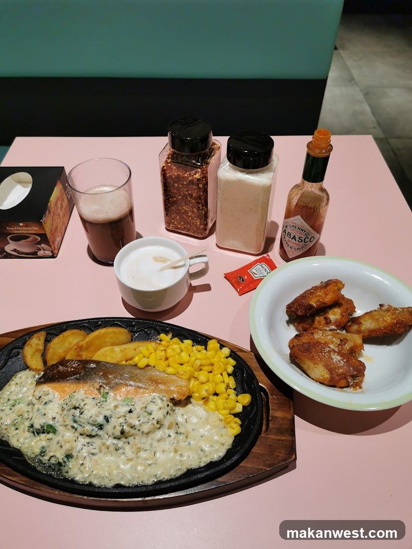 Dinner Table Setting with Fish and Wings