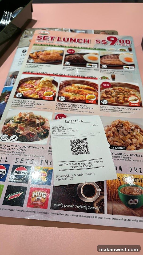 Restaurant Menu and Receipt