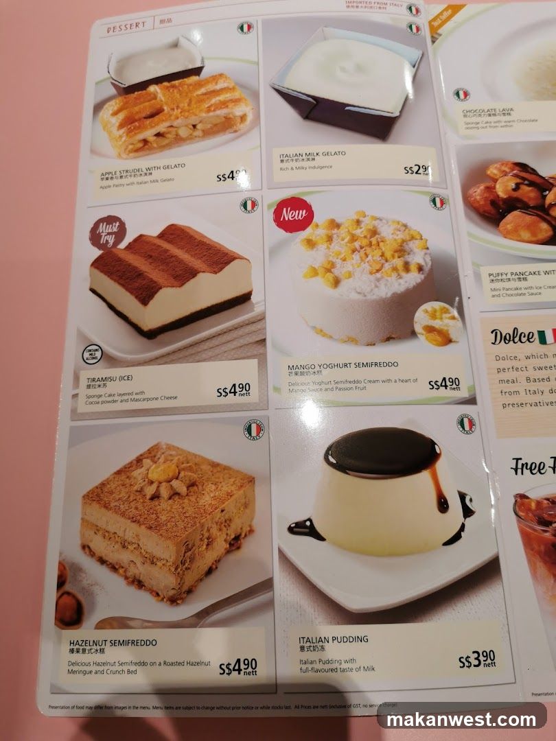 Dessert Menu