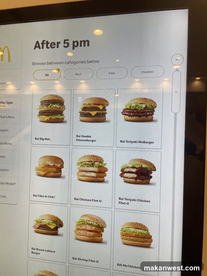 McDonald's After 5 pm Menu Board