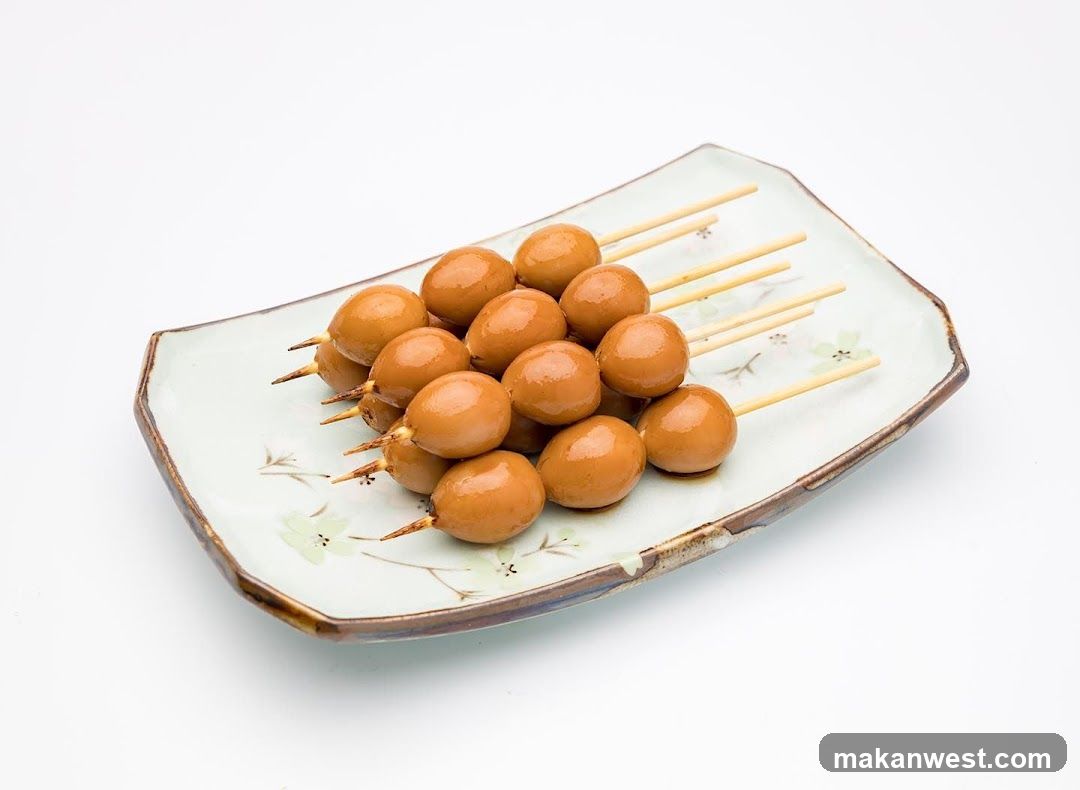 Skewered Marinated Balls on a Decorative Plate