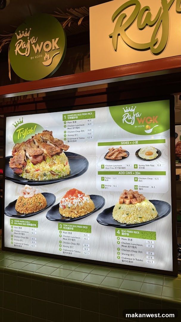 Raja Wok Menu Board