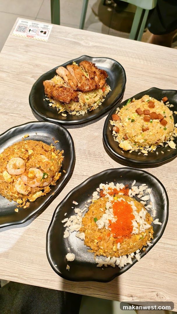 Fried Rice Dishes on Black Plates