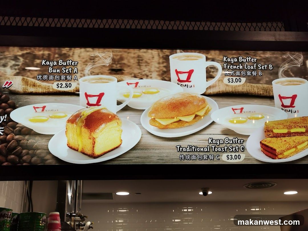 Kaya Butter Breakfast Sets Menu Display