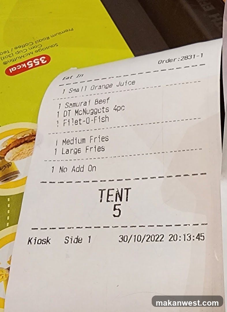 Fast Food Receipt