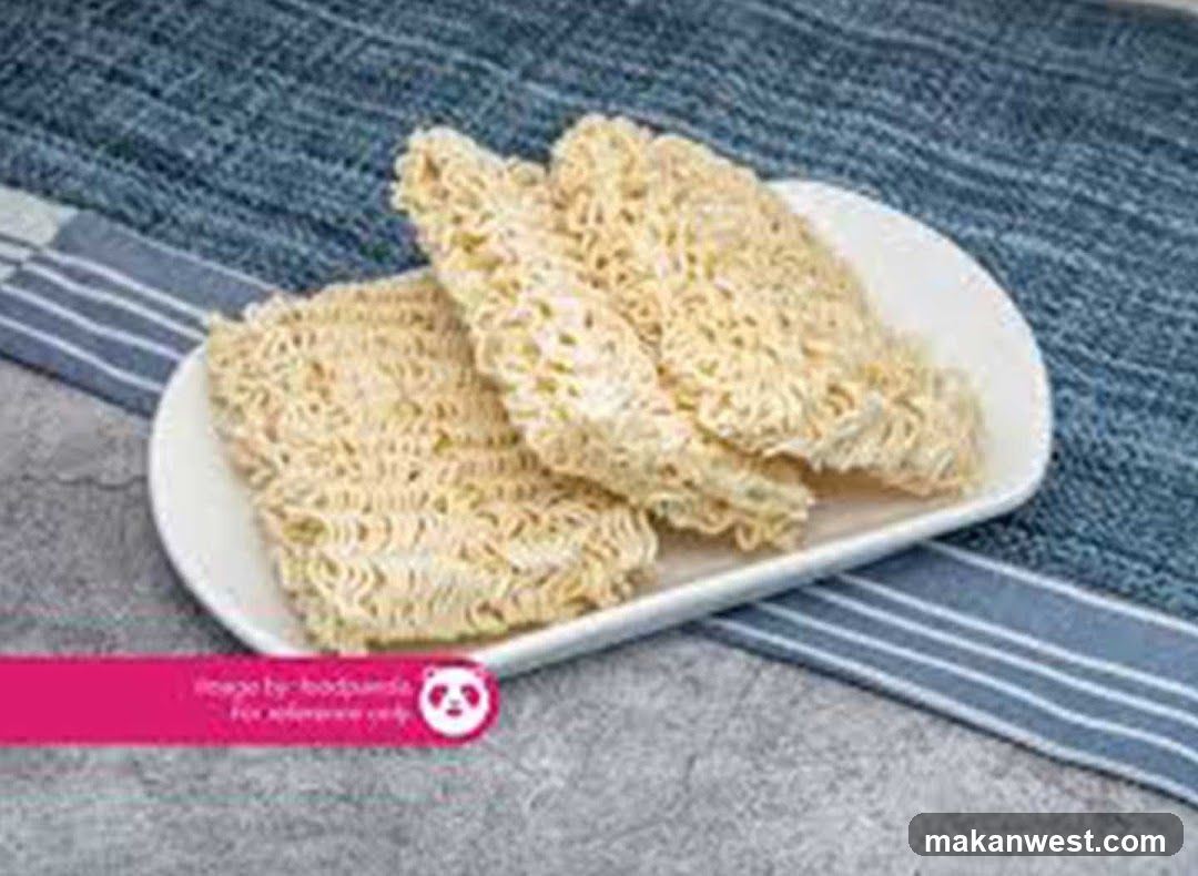 Dried Ramen Noodles on Plate