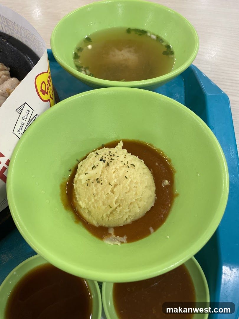 Food Tray with Mashed Potato and Soup