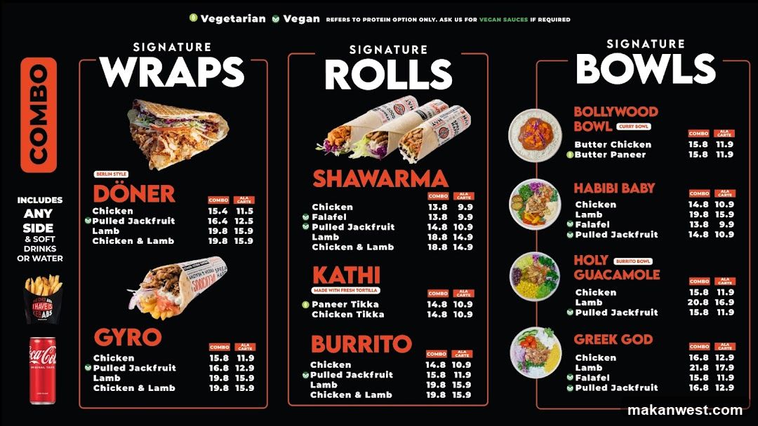 Signature Wraps, Rolls & Bowls Menu