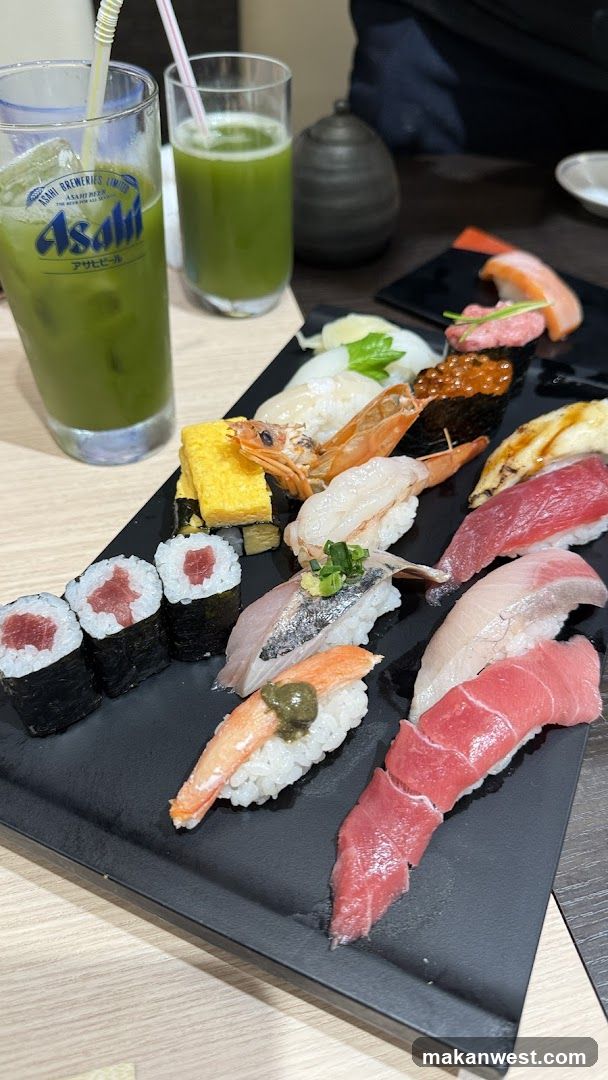 Sushi Platter with Drinks