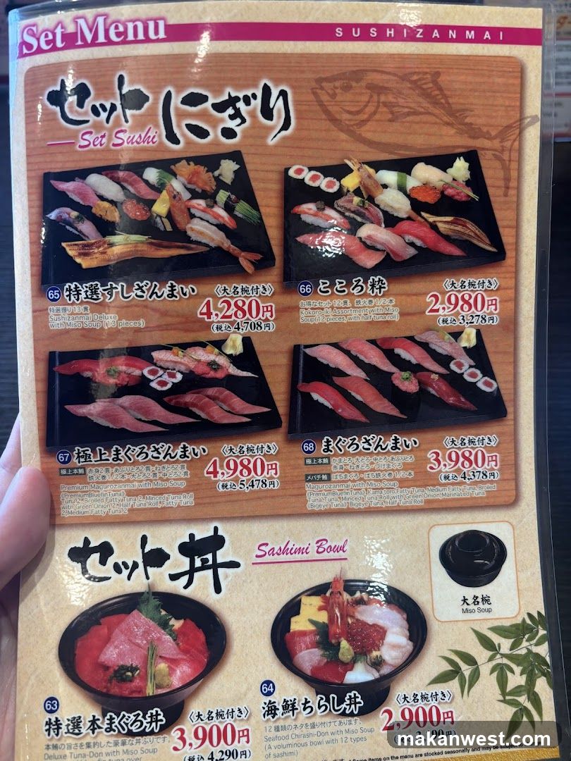 Sushizanmai Set Menu