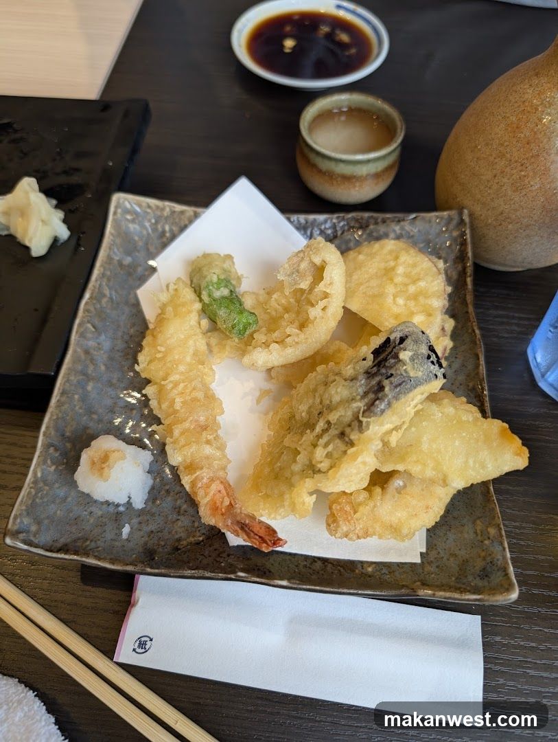 Tempura Plate with Soy Sauce and Condiments
