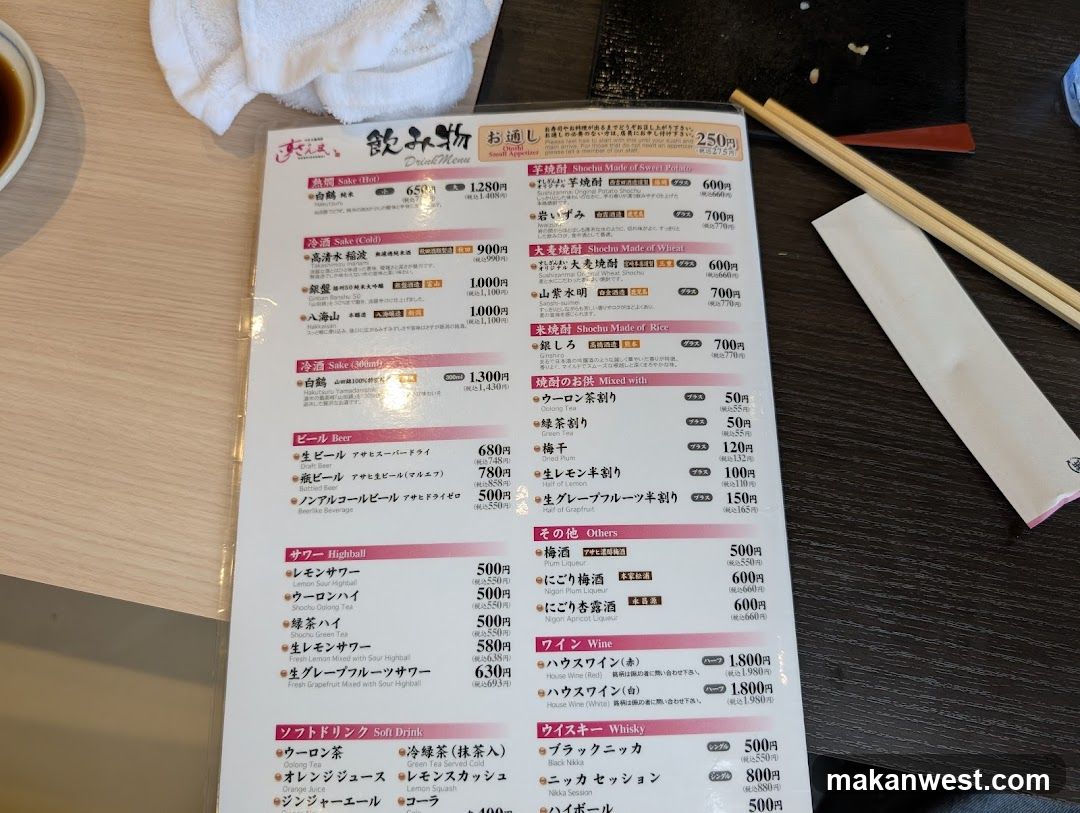 Sushi Menu