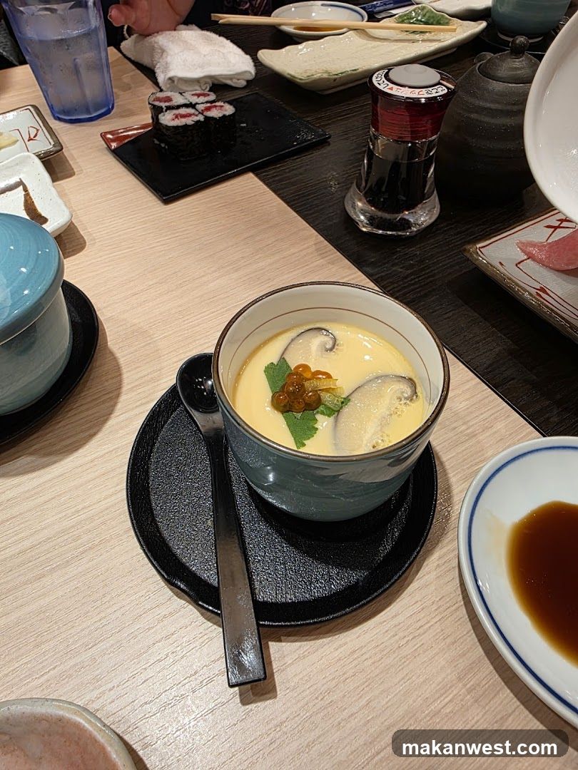 Sushi and Soup Dish at Restaurant Table