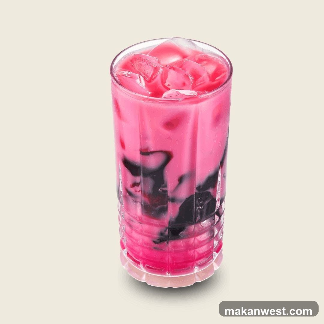 Pink Iced Drink with Ice Cubes