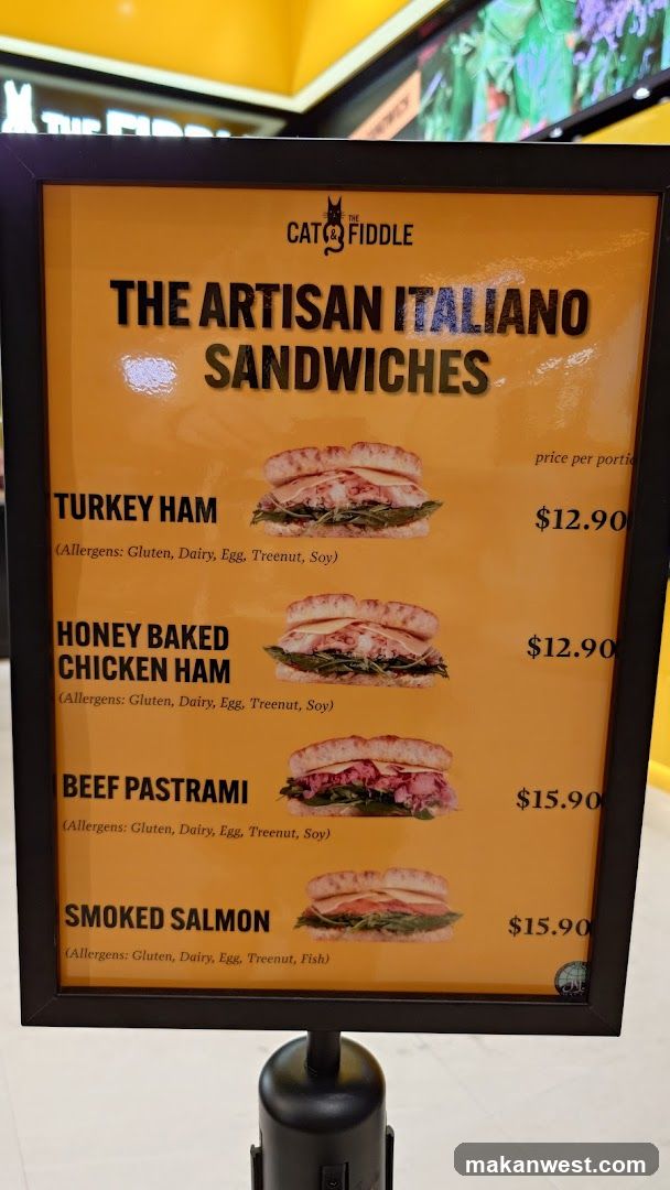 Cat's Fiddle Artisan Italiano Sandwiches Menu