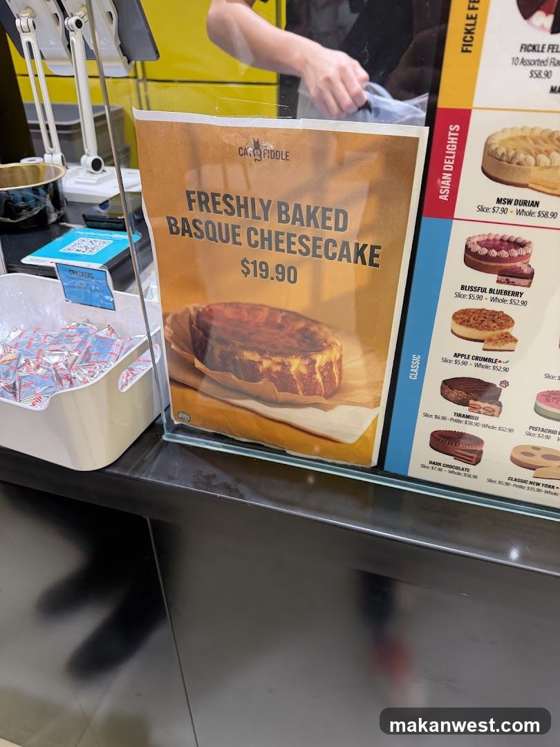 Freshly Baked Basque Cheesecake Display