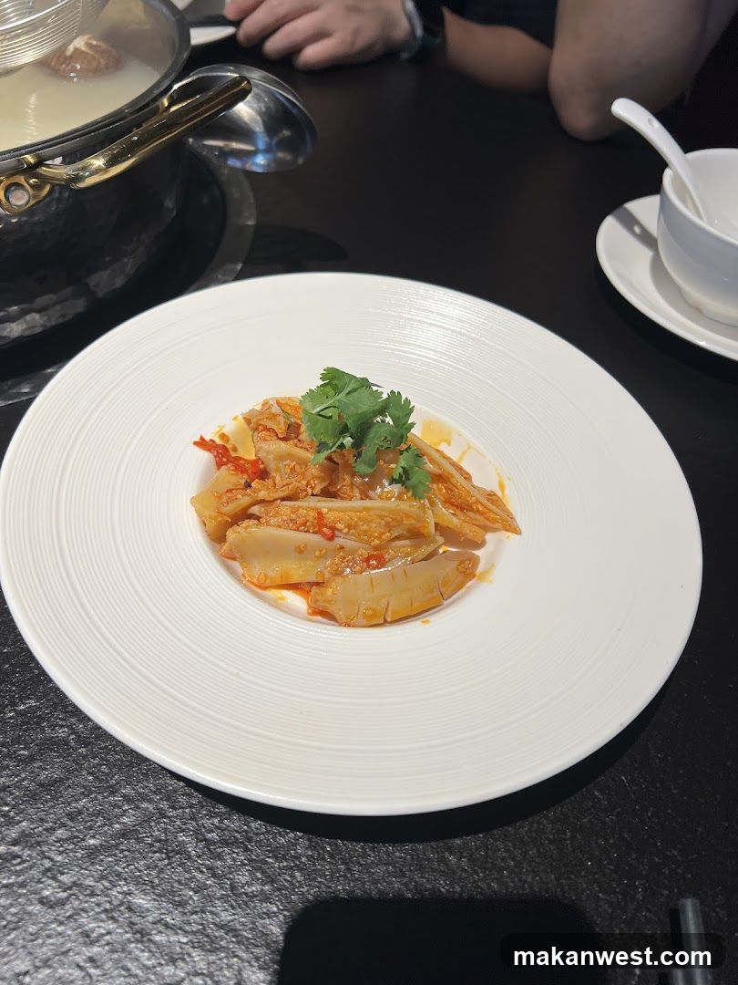 Dish with garnish on white plate