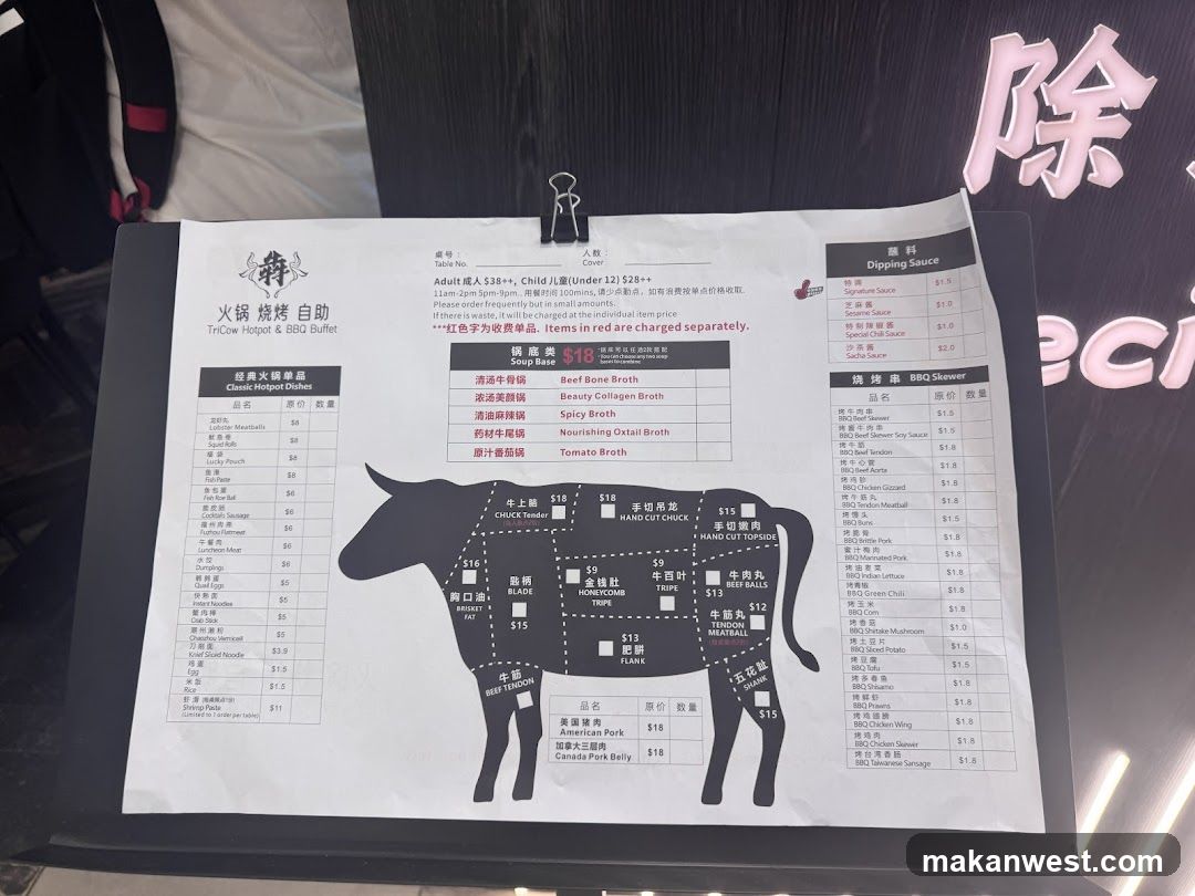 Fire Cow BBQ Buffet Menu