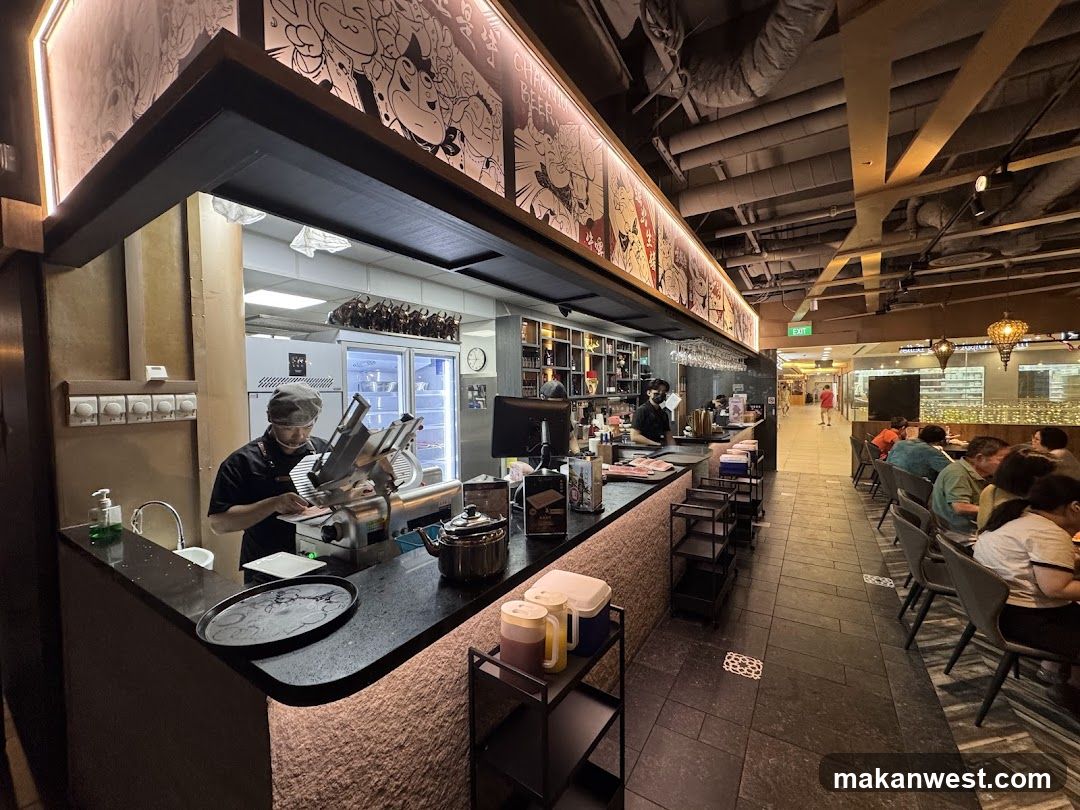 Restaurant Interior with Open Kitchen