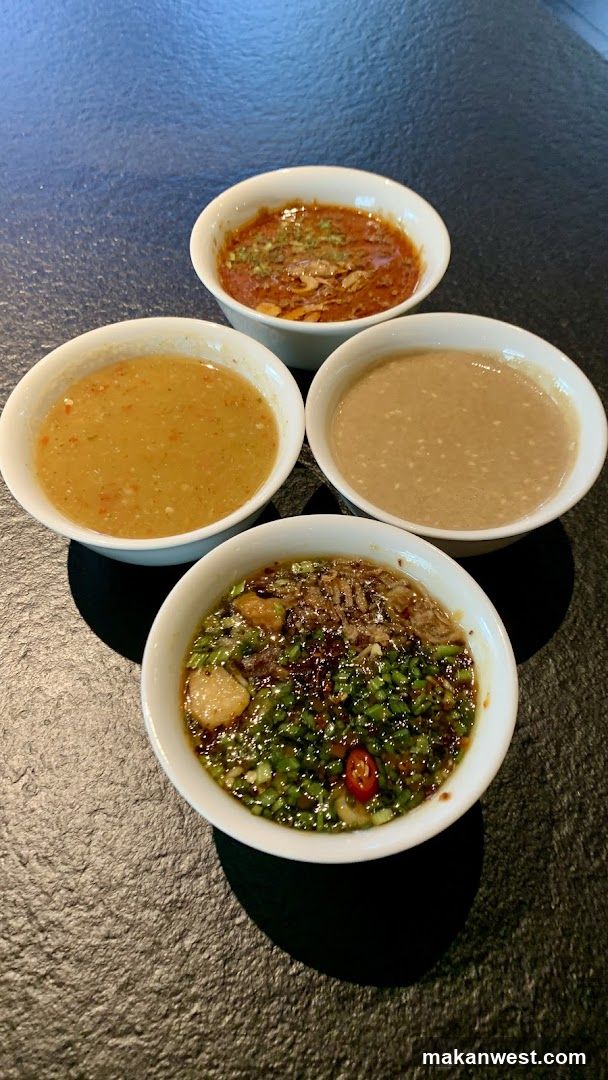 Four Bowls of Sauce or Soup