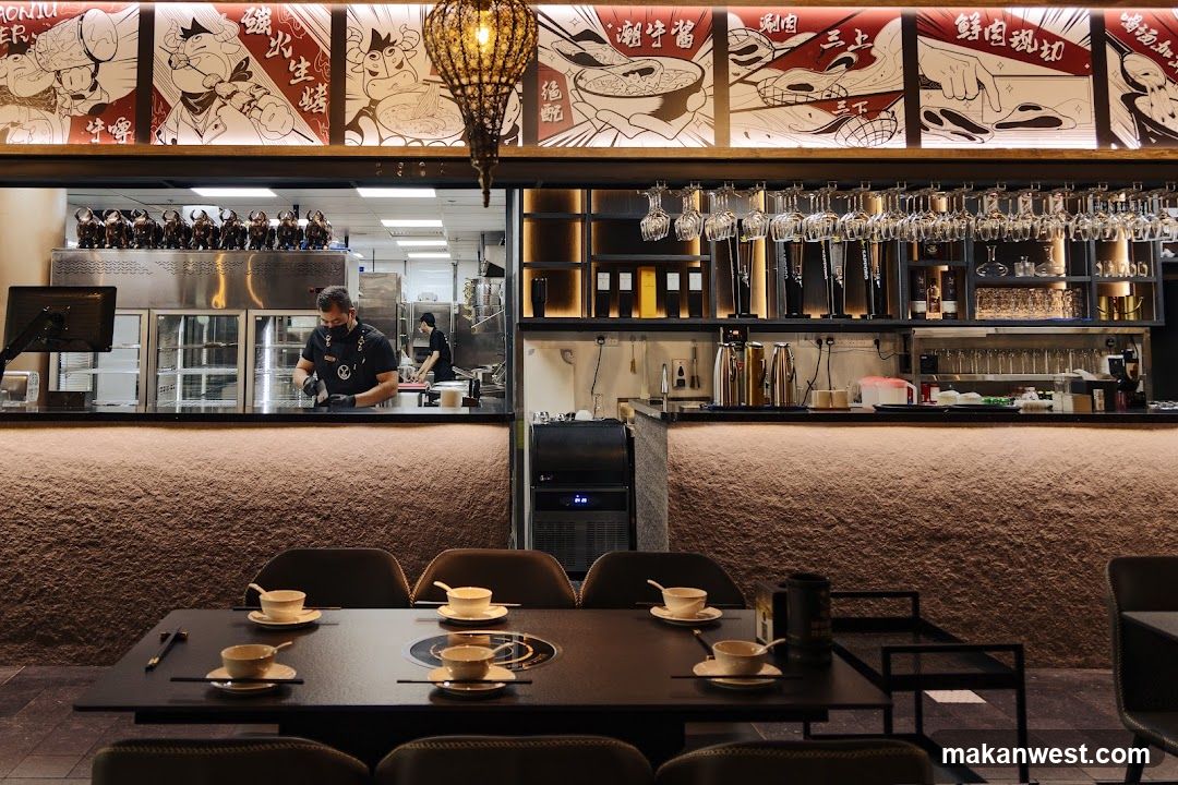 Restaurant Interior with Kitchen View