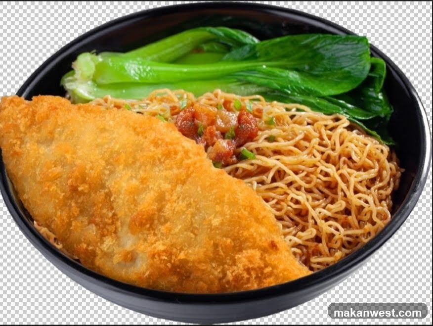 Noodle Bowl with Fried Item and Greens