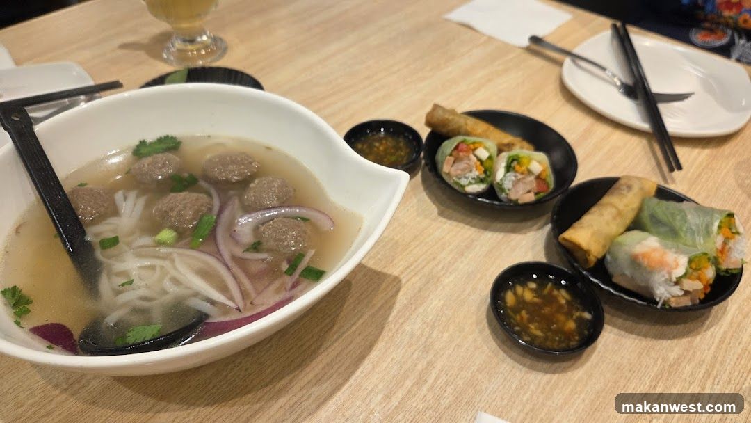 Bowl of Pho and Spring Rolls
