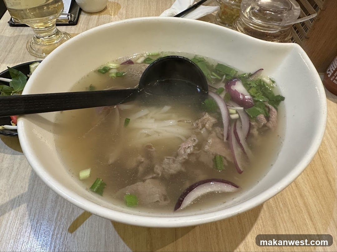 Bowl of Pho with Black Ladle