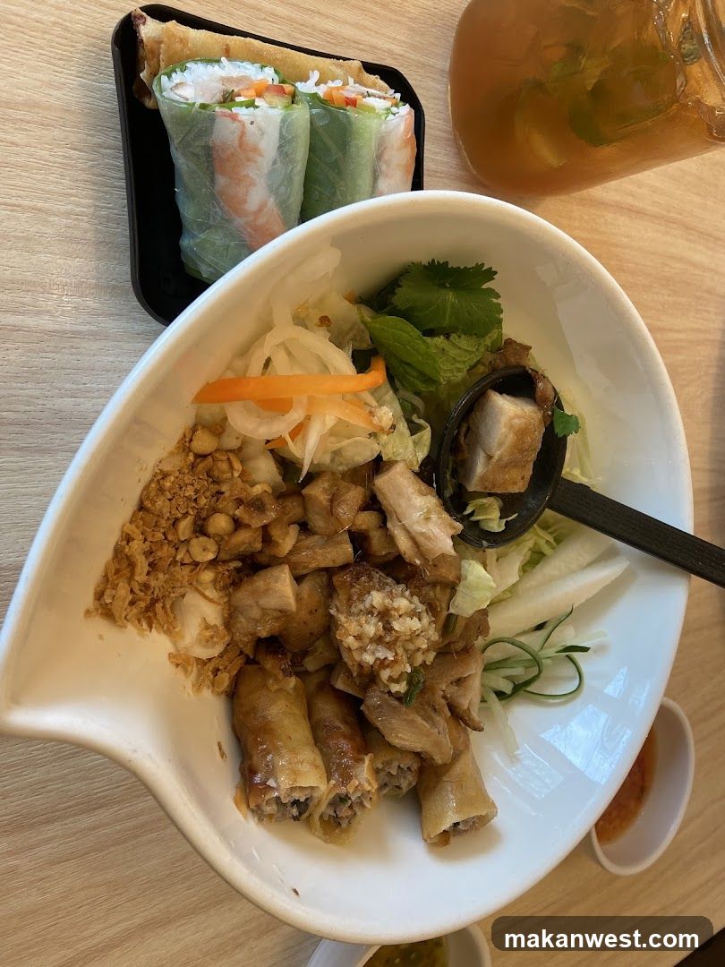 Vietnamese Food Bowl and Spring Rolls
