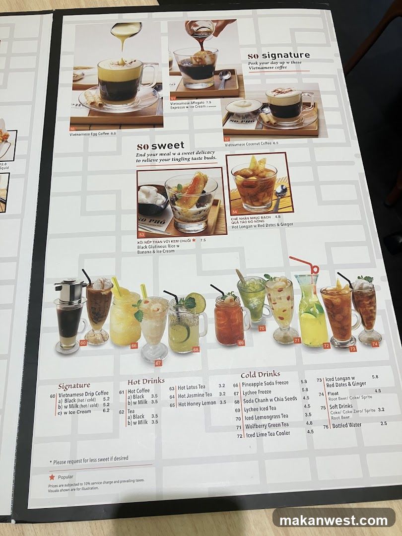 Vietnamese Coffee Menu