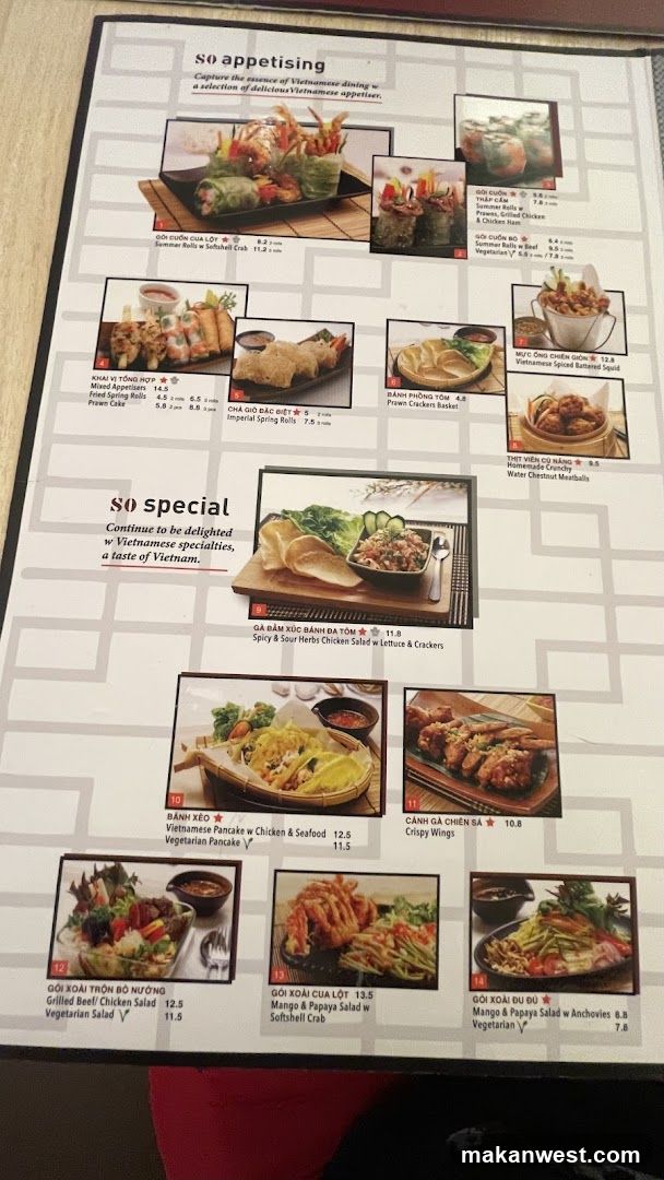 Vietnamese Cuisine Menu