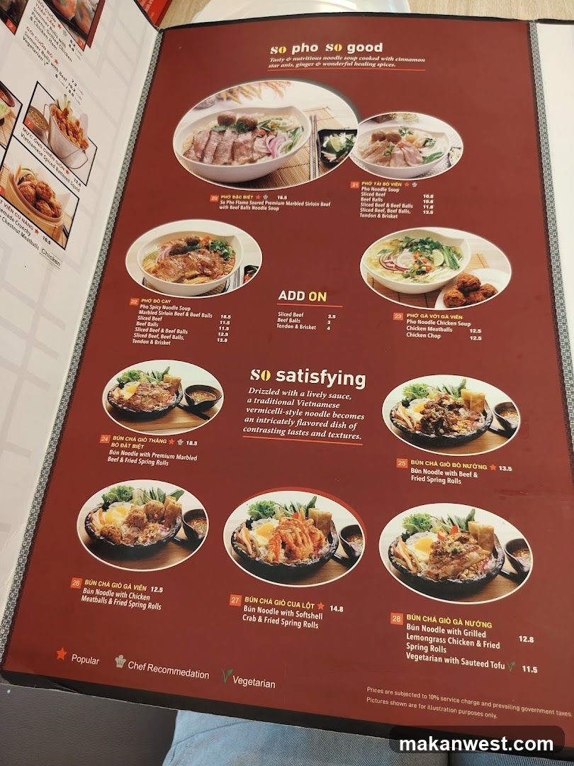 Pho and Bun Cha Menu Page