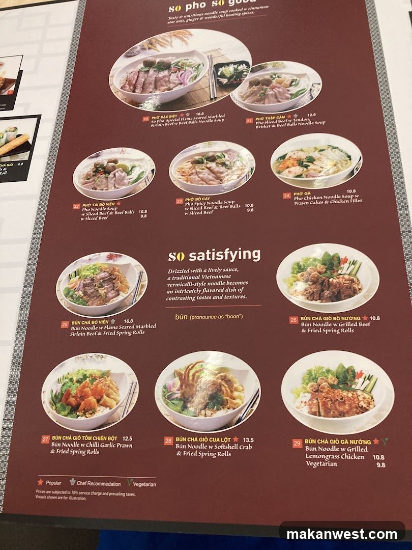 Pho and Bun Cha Menu