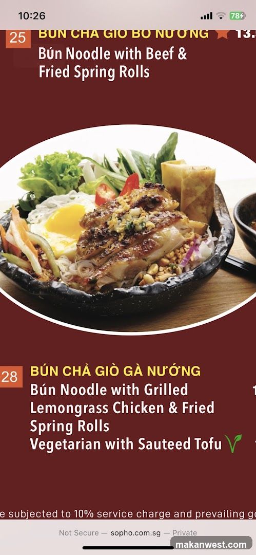 Bún Noodle with Beef & Fried Spring Rolls