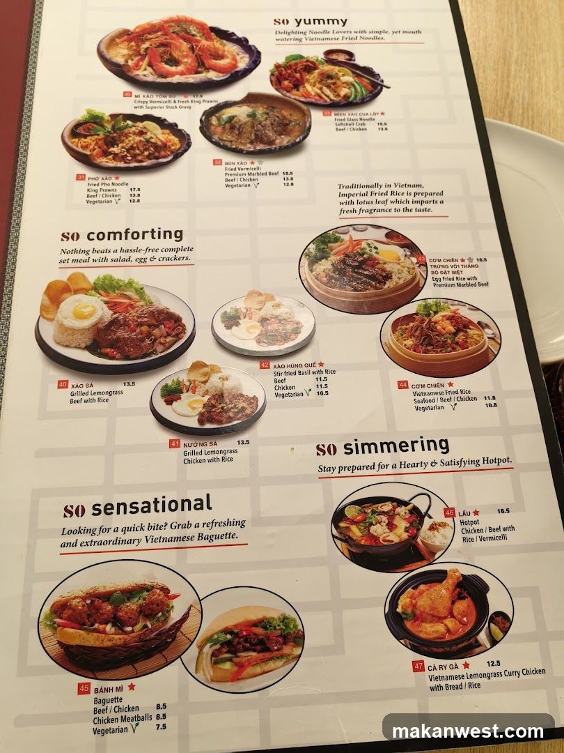 Vietnamese Cuisine Menu Page