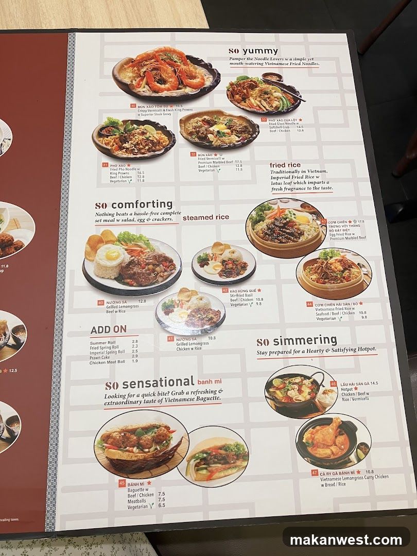 Vietnamese Cuisine Menu