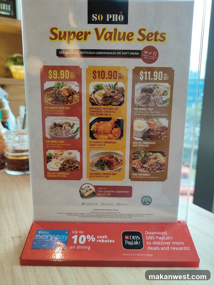 So Pho Super Value Sets Menu Stand