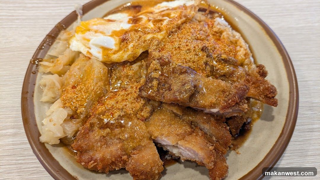 Fried Chicken Rice Bowl with Egg and Pickles