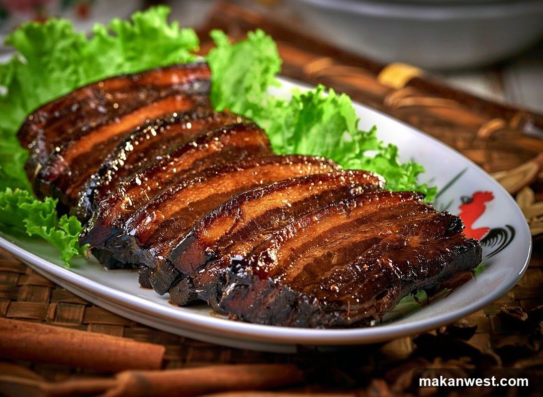 Braised Pork Belly with Lettuce Garnish