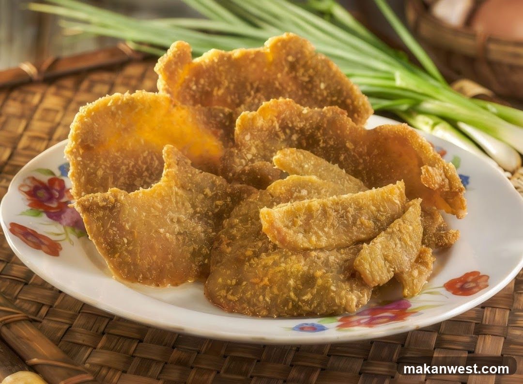 Fried Pork Rinds on a Floral Plate