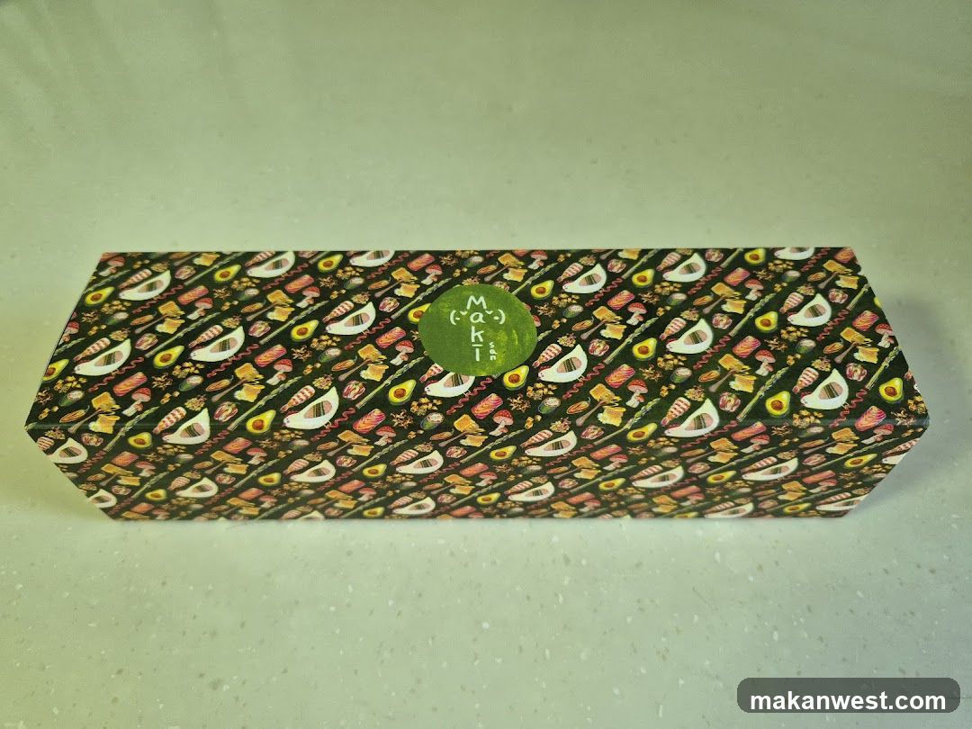 Sushi-themed box with avocado sticker