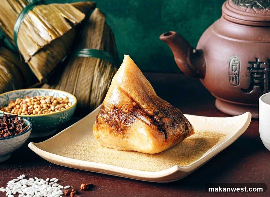 Zongzi with Tea and Ingredients