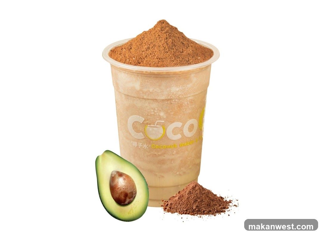 Coco Iced Drink with Avocado and Cocoa Powder