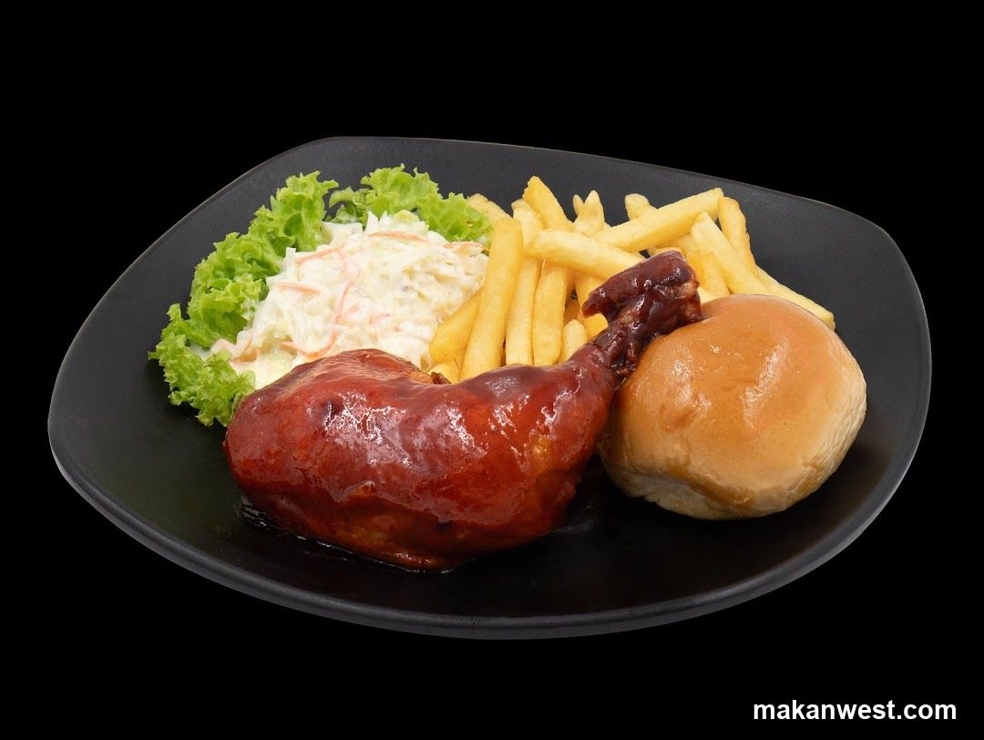 BBQ Chicken Leg with Fries and Bun