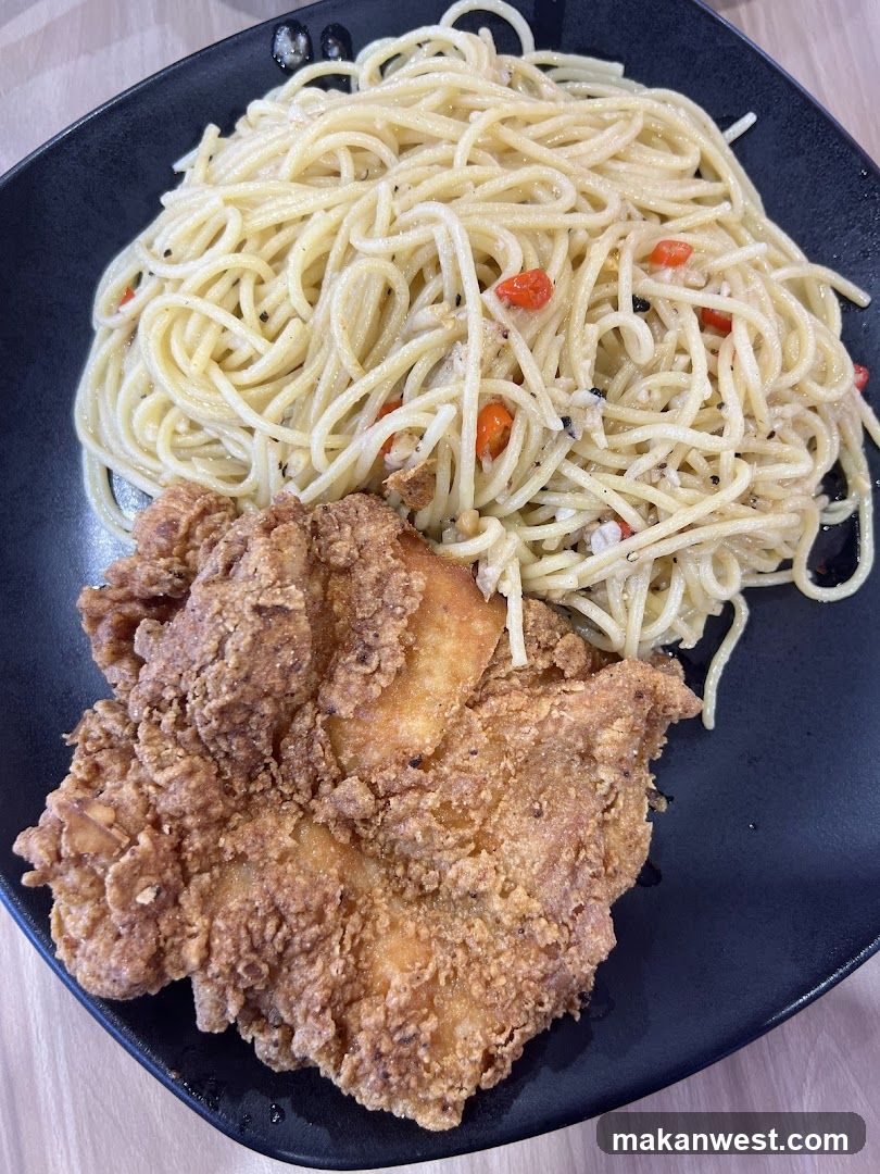 Fried Chicken and Pasta Dish